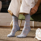 Feetures Everyday Women's Max Cushion Crew Socks - Gray Waves