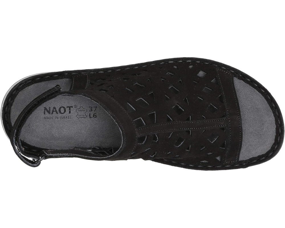 Naot Women's Amadora Sandal - Black Velvet Nubuck