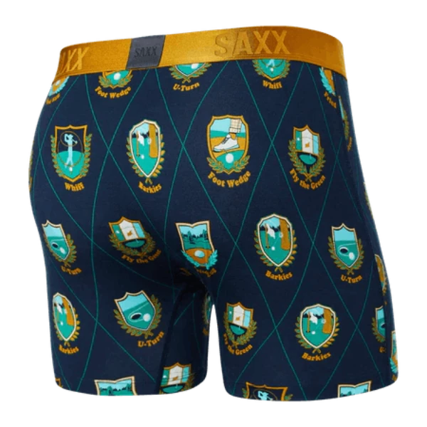 SAXX Men's 22nd Century Silk Boxer Brief Underwear - Rough Patches Dark Ink