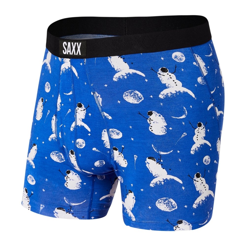 SAXX Men's Ultra Boxer Brief Underwear - Peak Blue Astro Snowman